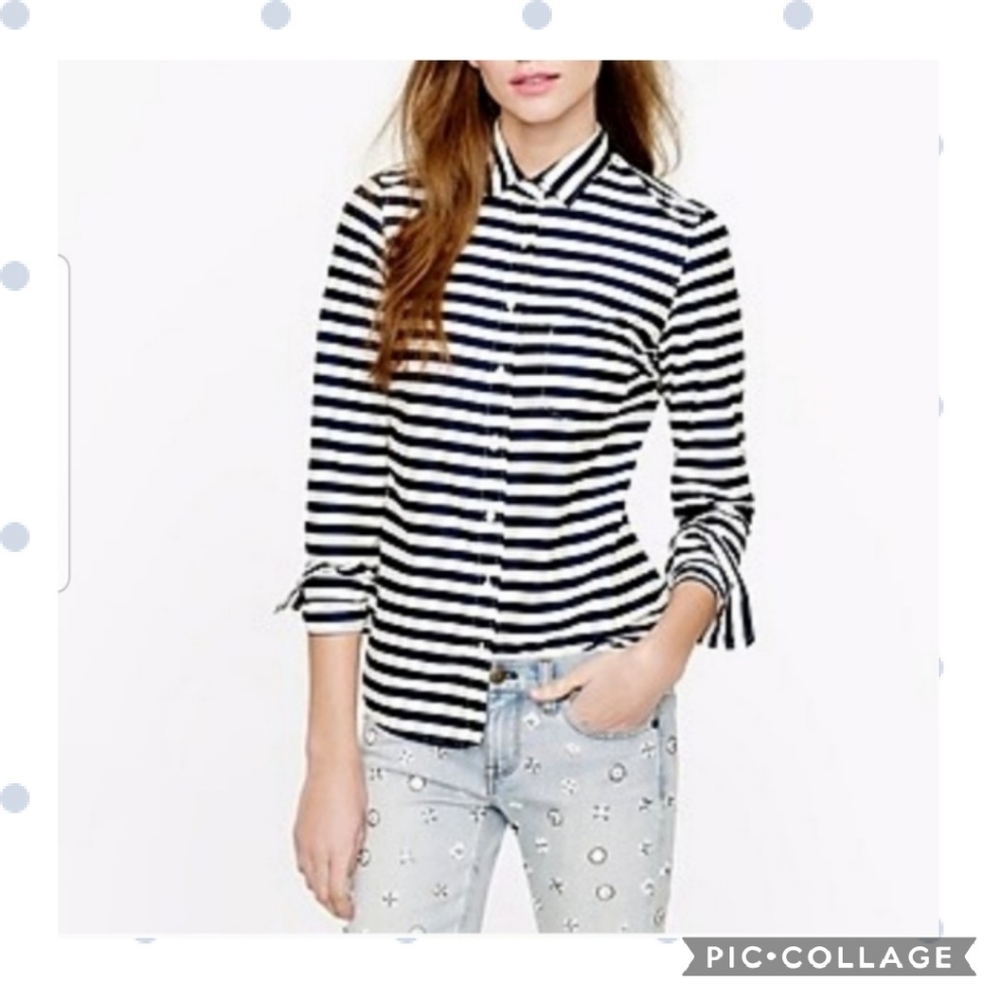 J.Crew Navy/White Boy Button Down Shirt - Picture 6 of 6